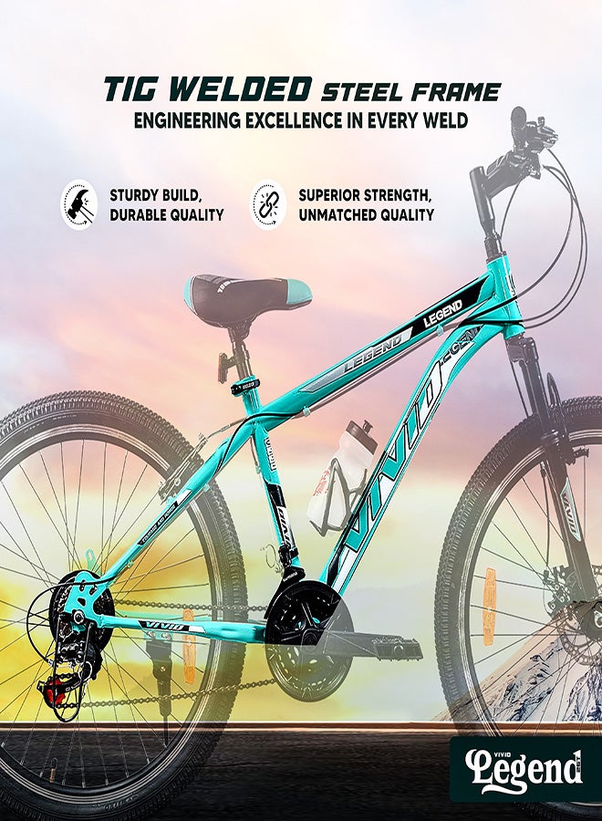 Vivid Legend 26 Inch Bike || 21 Speed || Front  Suspension & Disc & V Brake || For Men || Aqua Blue Color || Frame Size-18 Inch  - Image 5