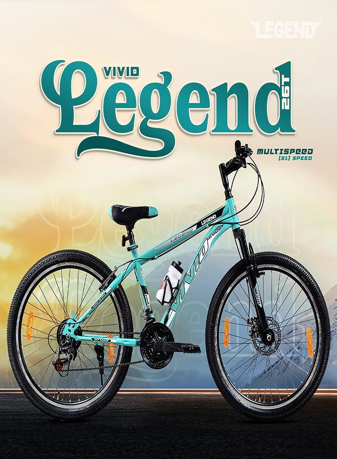 Vivid Legend 26 Inch Bike || 21 Speed || Front  Suspension & Disc & V Brake || For Men || Aqua Blue Color || Frame Size-18 Inch  - Image 4