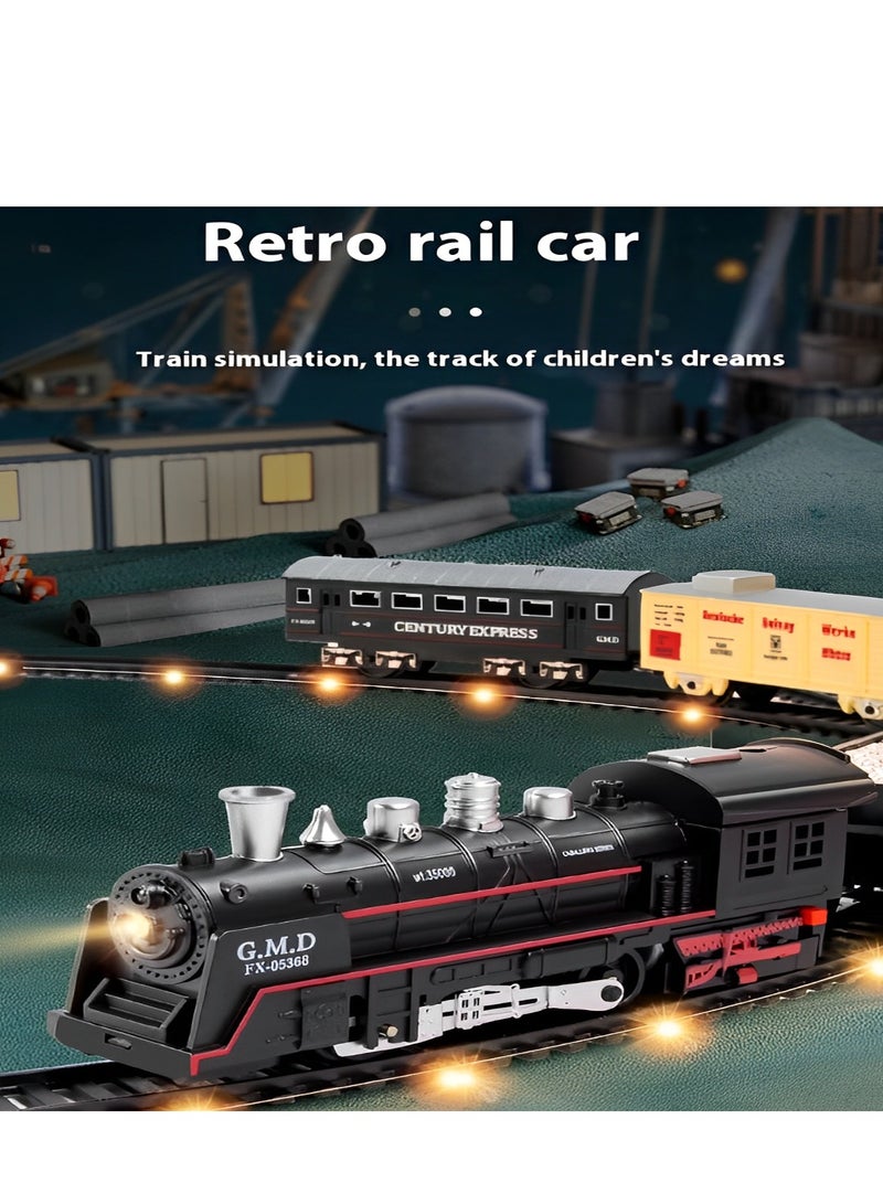 ماكدو طقم قطار لعبة قطار كهربائي مع لعبة نموذج مسار قطار بخار وضوء وصوت. ألعاب قطار تعليمية قديمة، تنمي قدرة الأطفال العملية، مناسبة لهدايا الأطفال من عمر 3-8 سنوات. - Image 2