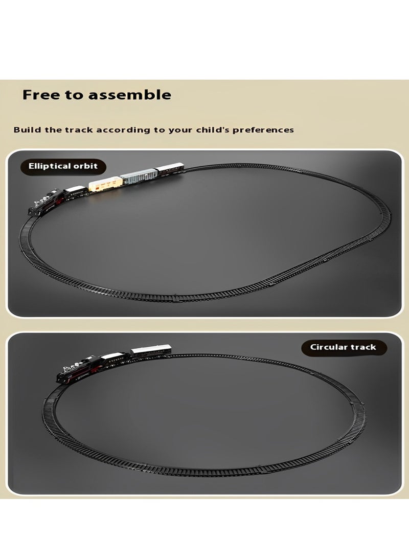 ماكدو طقم قطار لعبة قطار كهربائي مع لعبة نموذج مسار قطار بخار وضوء وصوت. ألعاب قطار تعليمية قديمة، تنمي قدرة الأطفال العملية، مناسبة لهدايا الأطفال من عمر 3-8 سنوات. - Image 4