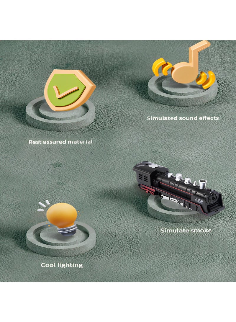 ماكدو طقم قطار لعبة قطار كهربائي مع لعبة نموذج مسار قطار بخار وضوء وصوت. ألعاب قطار تعليمية قديمة، تنمي قدرة الأطفال العملية، مناسبة لهدايا الأطفال من عمر 3-8 سنوات. - Image 5