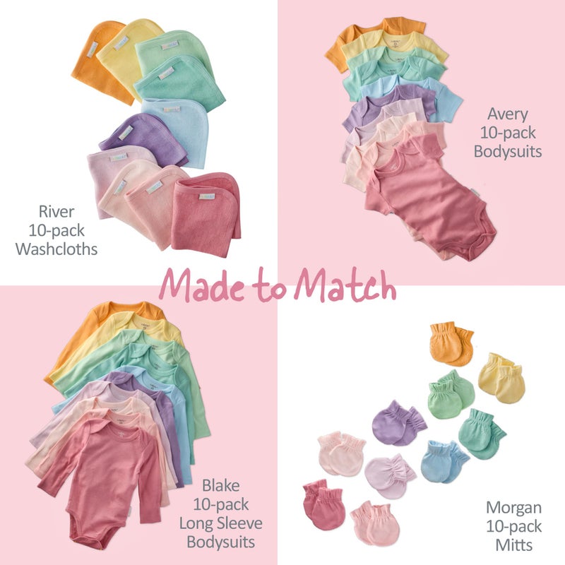 Butterblu Blake 10-Pack Long Sleeve Bodysuitsâ€‹ 100% Organic Cotton Baby Boy & Girls, Sunny Pink Rainbow, 3-6 Months - Image 4