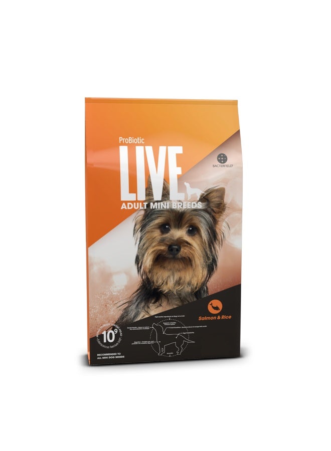 Probiotic Live طعام جاف للكلاب الصغيرة بروبيوتيك سمك السلمون والأرز - 2 كجم