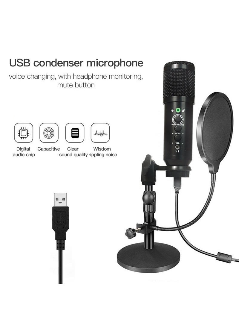 Sharpdo - Sharpdo Reverb Volume Adjustable Voice, Changing Design Microphone, Plug And Play USB Microphone, For Live Streaming&Gaming, With Blowout Net - Image 1