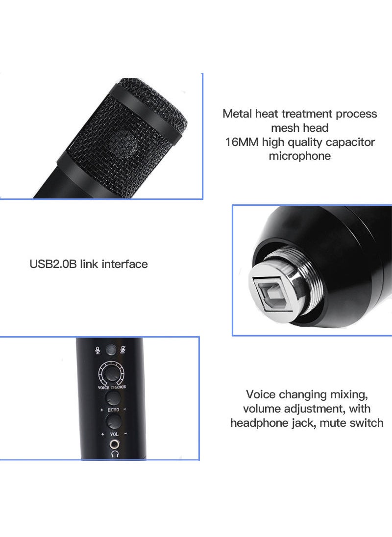 Sharpdo - Sharpdo Reverb Volume Adjustable Voice, Changing Design Microphone, Plug And Play USB Microphone, For Live Streaming&Gaming, With Blowout Net - Image 1