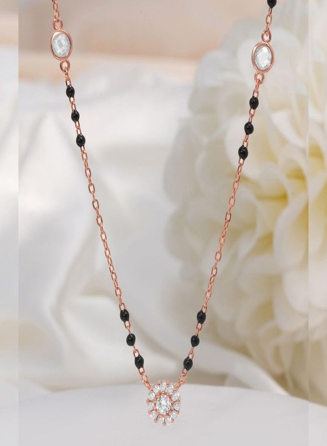 ZAVYA 925 Silver Minimal Solitaire Rose Gold Plated Mangalsutra | Gift for her, Gifts for Women | With Certificate of Authenticity and 925 Stamp - Image 2