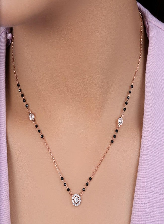 ZAVYA 925 Silver Minimal Solitaire Rose Gold Plated Mangalsutra | Gift for her, Gifts for Women | With Certificate of Authenticity and 925 Stamp - Image 3