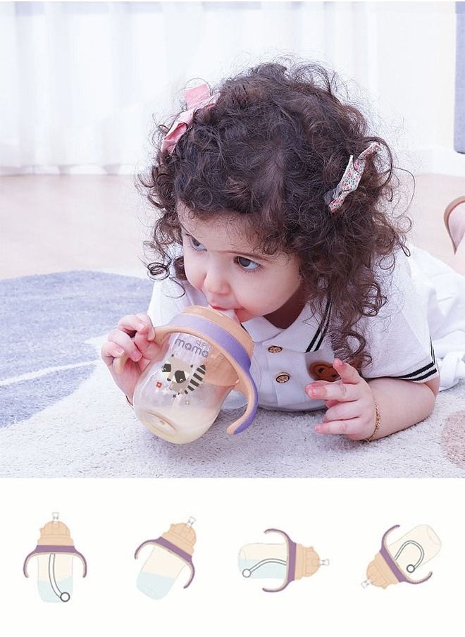 SUPERMAMA - PPSU Baby Sippy Cup Boys and Girls Toddler Straw Cups Kids Water Bottle Spill Proof for School Outdoor Or Indoor BPA Free Easy To Hold Purple 325ml - Image 1