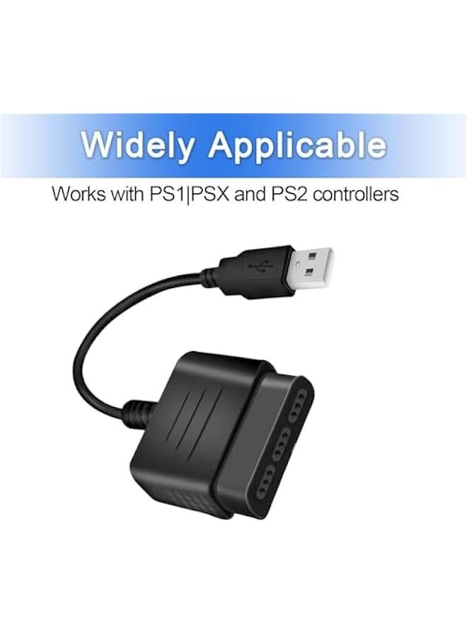 HOOKOR PS2 Controller to USB 2.0 Games Controller Adapter Converter Cable, Compatible with PS1 PS2 Dual Shock 2 Joypad Gamepad to PS3 PC Game - Image 2