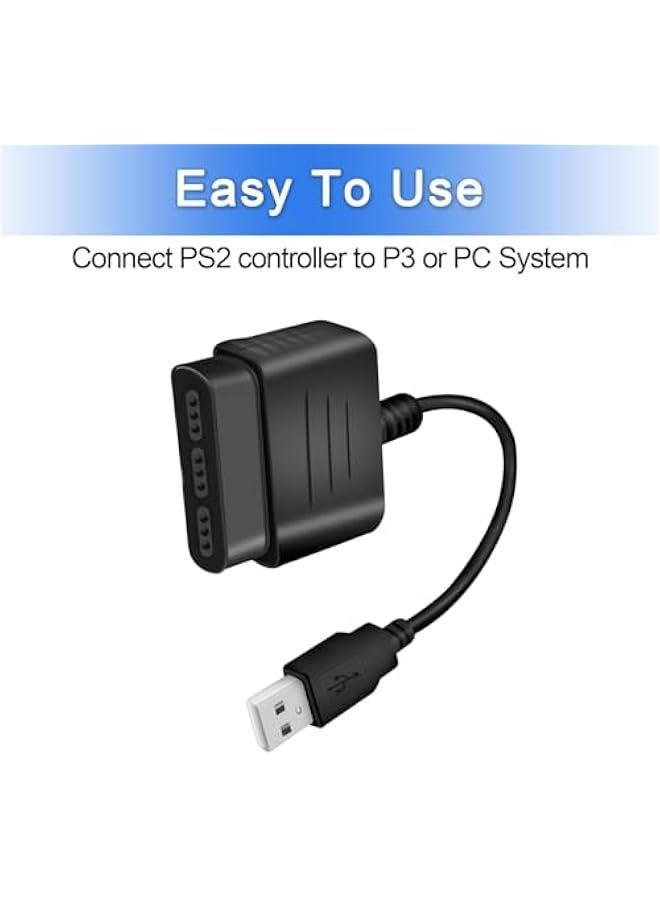 HOOKOR PS2 Controller to USB 2.0 Games Controller Adapter Converter Cable, Compatible with PS1 PS2 Dual Shock 2 Joypad Gamepad to PS3 PC Game - Image 3