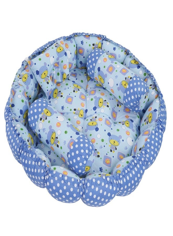 KooKyKooby Extra Soft Baby Bedding with Pillows Round 0-3 Months 86 cms (Blue02) - Image 1