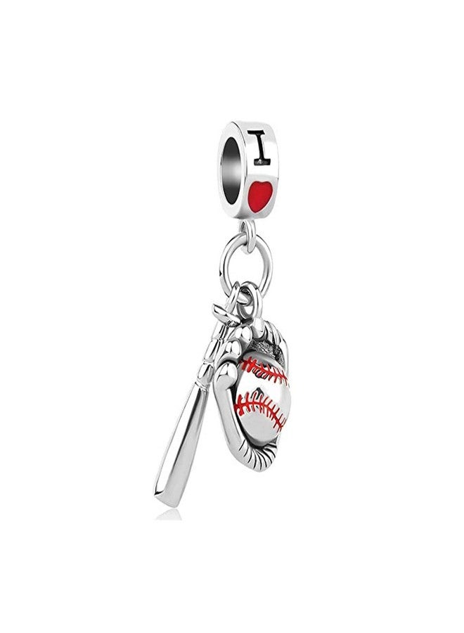 KunBead Love Baseball Bead Charms Compatible with Pandora Bracelets - Image 1