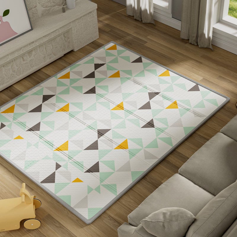 UANLAUO UANLAUO Foldable Baby Play Mat Extra Large Waterproof Activity Playmats for BabiesToddlers Infants Play Tummy Time Foam Baby Mat for Floor with Travel Bag Triangle71x59x04inch