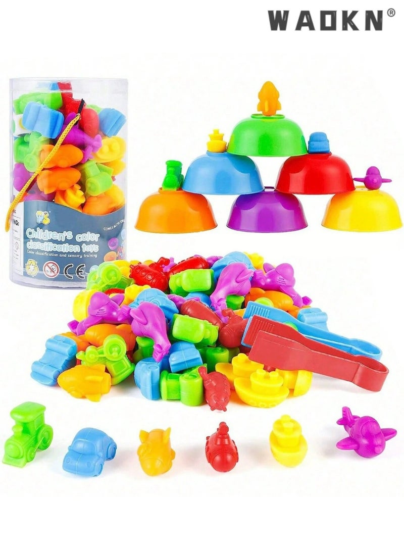 دبليو أيه أو كي أن لعبة مطابقة العد، ألعاب الفرز مع أكواب الفرز، تصنيف الألوان والتدريب الحسي، مجموعة ألعاب تعليمية لمرحلة ما قبل المدرسة، هدية للأطفال الصغار، الأولاد والبنات من سن 3 سنوات فما فوق (النقل) - Image 1