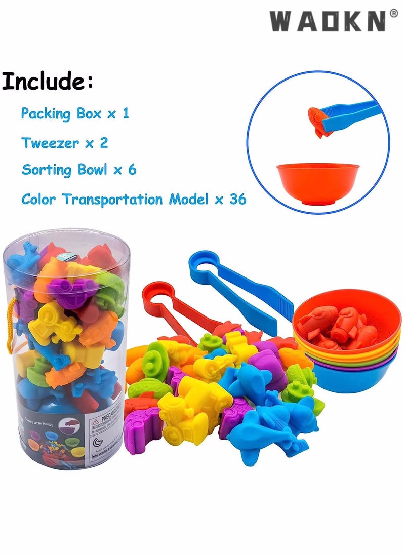 دبليو أيه أو كي أن لعبة مطابقة العد، ألعاب الفرز مع أكواب الفرز، تصنيف الألوان والتدريب الحسي، مجموعة ألعاب تعليمية لمرحلة ما قبل المدرسة، هدية للأطفال الصغار، الأولاد والبنات من سن 3 سنوات فما فوق (النقل) - Image 5