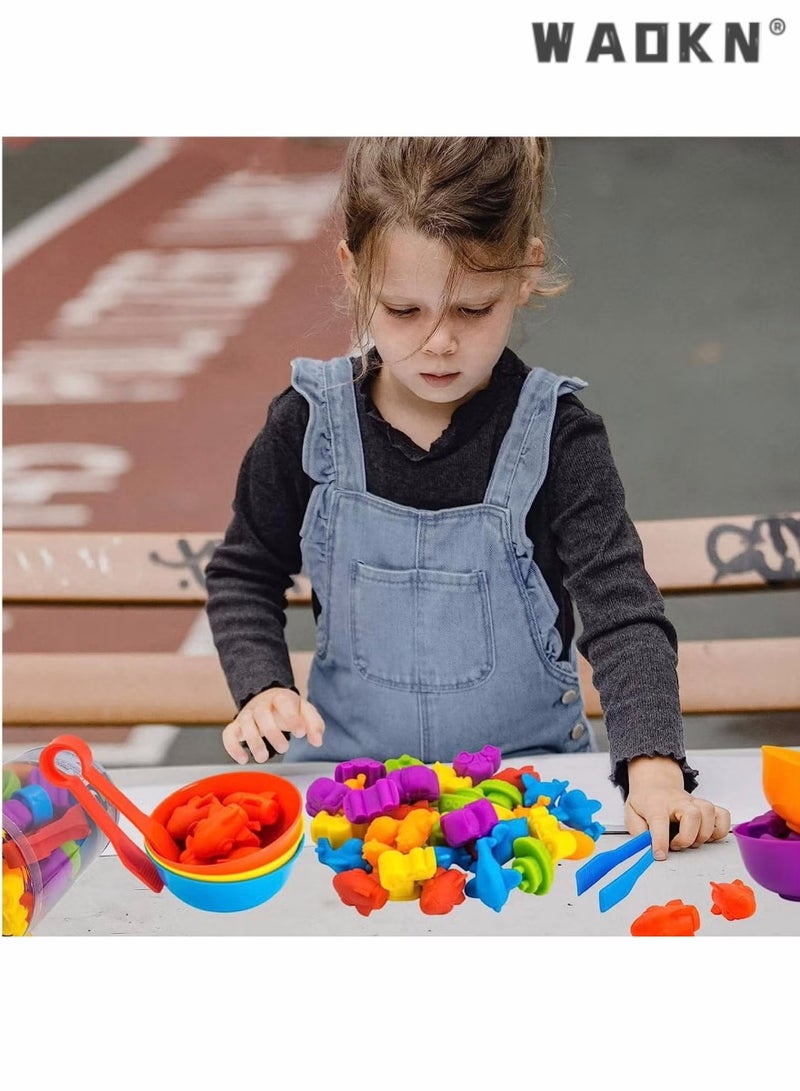 دبليو أيه أو كي أن لعبة مطابقة العد، ألعاب الفرز مع أكواب الفرز، تصنيف الألوان والتدريب الحسي، مجموعة ألعاب تعليمية لمرحلة ما قبل المدرسة، هدية للأطفال الصغار، الأولاد والبنات من سن 3 سنوات فما فوق (النقل) - Image 3