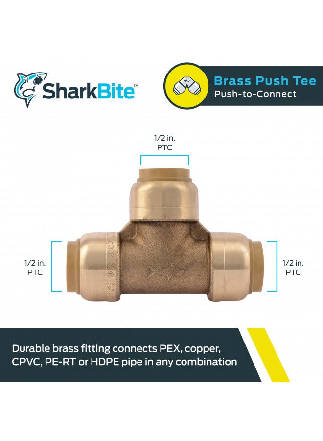 SharkBite شركبايت 1/2 بوصة تي، تركيب سباكة نحاسية بالضغط، أنبوب بكس، نحاس، سي بي في سي، بي-آر تي، إتش دي بي إي، يو362 إل إف إيه - Image 2