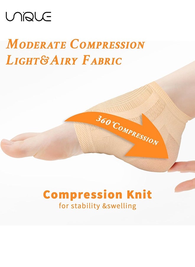 Unique Cracked Heel Treatment Repair Socks - 2 Pair of Premium Padded Compression Gel Sleeve/Sock for Dry Feet Treatment - Spa Moisturizing Heel Socks for Repairing (One Size fits Most)  - Image 4