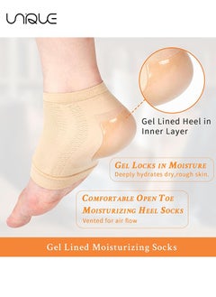 Unique Cracked Heel Treatment Repair Socks - 2 Pair of Premium Padded Compression Gel Sleeve/Sock for Dry Feet Treatment - Spa Moisturizing Heel Socks for Repairing (One Size fits Most)  - Image 5