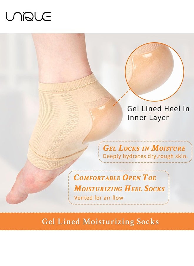 Unique Cracked Heel Treatment Repair Socks - 2 Pair of Premium Padded Compression Gel Sleeve/Sock for Dry Feet Treatment - Spa Moisturizing Heel Socks for Repairing (One Size fits Most)  - Image 5