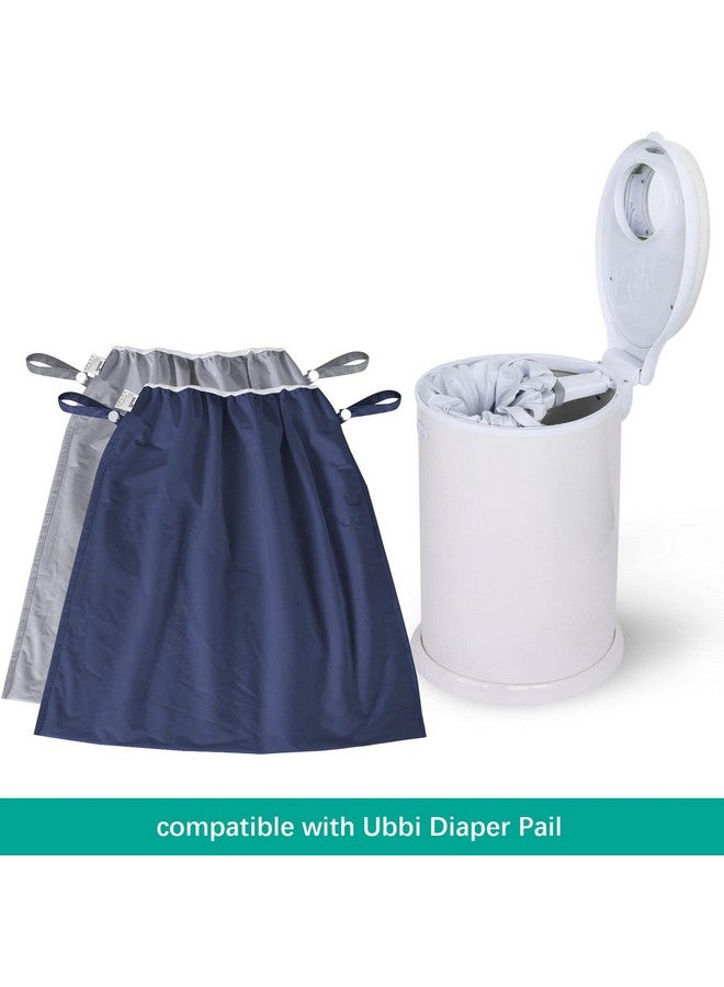 Biloban Reusable Diaper Pail Liner Bags 2 Pack for Ubbi, Waterproof Larger Capacity & Washable Wet Bag for Cloth Diapers & Kitchen Garbage, Grey & Navy - Image 2