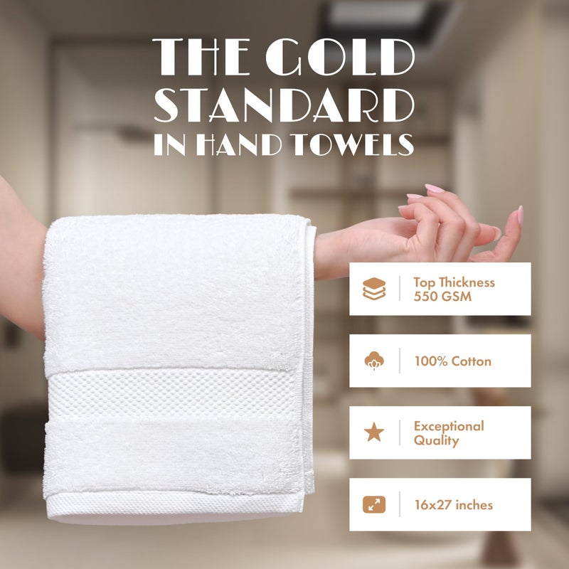 White Classic White Hand Towels Set for Bathroom, 6 Pack - Cotton Hand Towel Set for Gym, Kitchen and Spa, 16x27 Inches Soft Highly Absorbent Quick Dry Terry Salon Towels - Image 2
