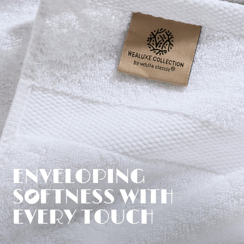 White Classic White Hand Towels Set for Bathroom, 6 Pack - Cotton Hand Towel Set for Gym, Kitchen and Spa, 16x27 Inches Soft Highly Absorbent Quick Dry Terry Salon Towels - Image 3