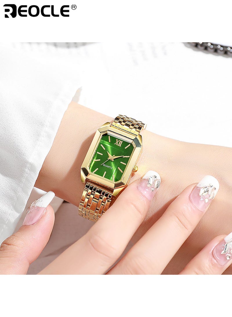 ريوكل ساعة نسائية عمل مستطيلة كوارتز حركة كوارتز عالية الدقة ساعة أنيقة تصميم أنيق علبة سبائك ساعة معصم للاستخدام اليومي - Image 3
