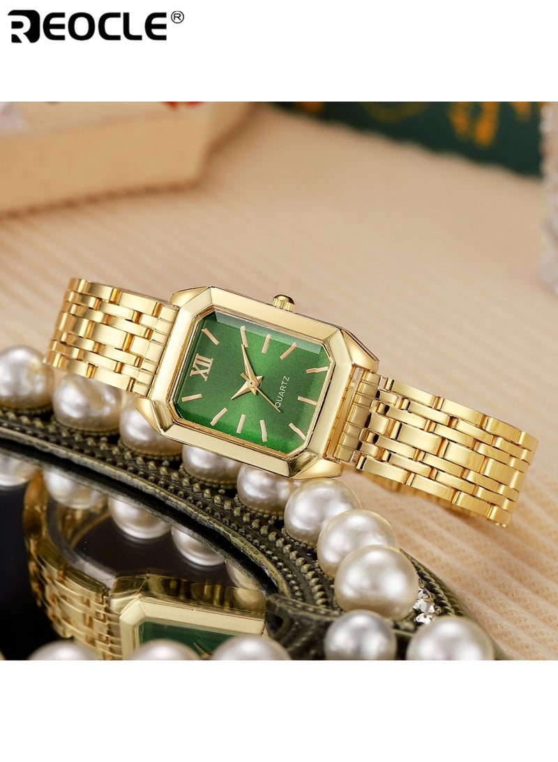 ريوكل ساعة نسائية عمل مستطيلة كوارتز حركة كوارتز عالية الدقة ساعة أنيقة تصميم أنيق علبة سبائك ساعة معصم للاستخدام اليومي - Image 4