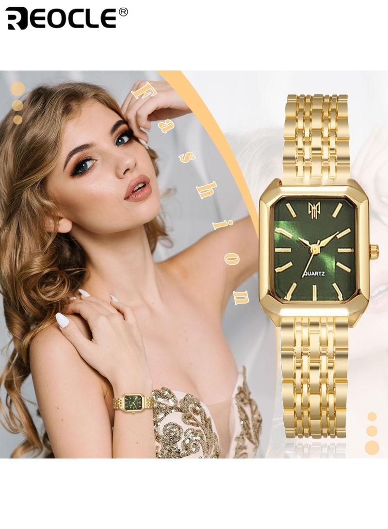 ريوكل ساعة نسائية عمل مستطيلة كوارتز حركة كوارتز عالية الدقة ساعة أنيقة تصميم أنيق علبة سبائك ساعة معصم للاستخدام اليومي - Image 1