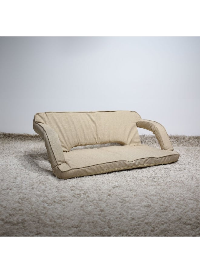 LIVING ACCENTS 2-Seater Folding Floor Chair with Arm Beige 93 x 10 x 118 cm EASY-0701A-BEIGE - Image 2
