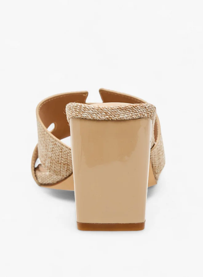 Flora Bella By Shoexpress Women's Textured Slip-On Sandals with Block Heel
