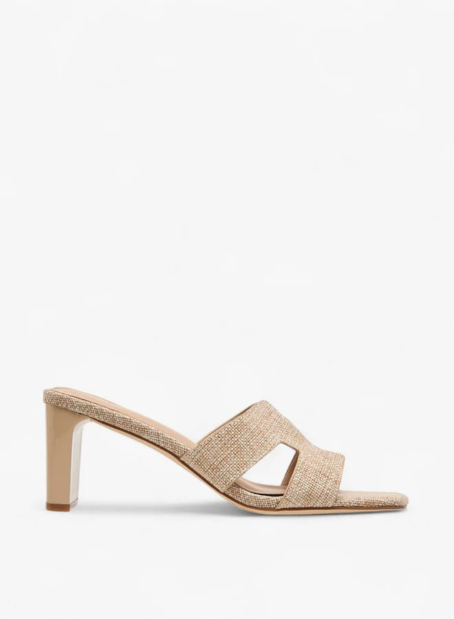 Flora Bella By Shoexpress Women's Textured Slip-On Sandals with Block Heel