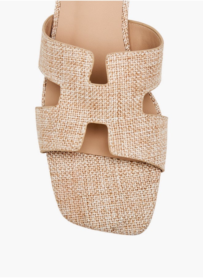 Flora Bella By Shoexpress Women's Textured Slip-On Sandals with Block Heel  - Image 4