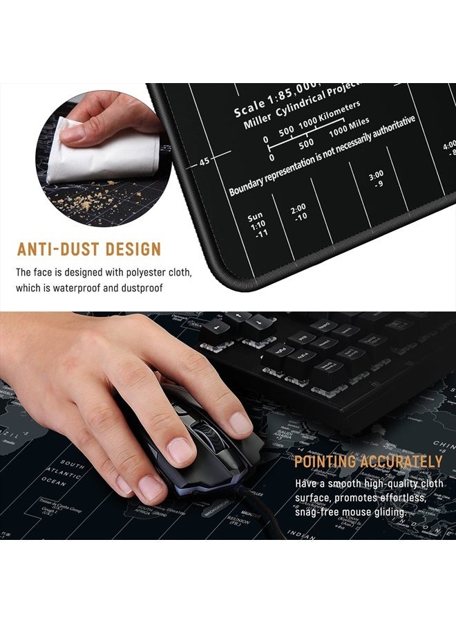 JIALONG Mouse Pad Large Gaming Desk Mat Extended Mousepad with Personalized Design Keyboard Pad for Laptop, Computer and PC - 35.4 x 15.7 inches Black World Map  - Image 4
