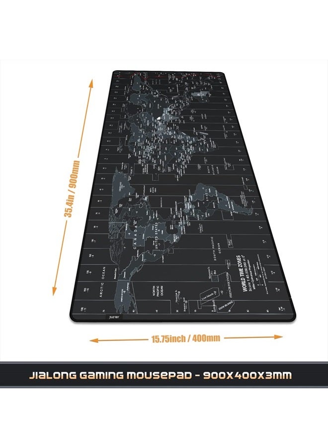 JIALONG Mouse Pad Large Gaming Desk Mat Extended Mousepad with Personalized Design Keyboard Pad for Laptop, Computer and PC - 35.4 x 15.7 inches Black World Map  - Image 5