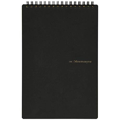 Maruman MNEMOSYNE Notebook 9.06 x 5.83 Inches (Vertical A5), 7mm ruled 28-line with center divider, Double-sided, 70 Sheets (N166), BLACK - Image 1
