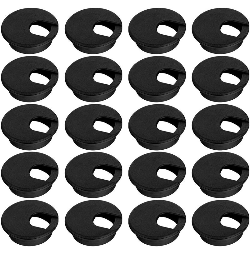 LepoHome LepoHome 20 Pack 2 Inch50mm Round Plastic Desk Grommets Black Wire Organizer Caps PC Computer Port Cable Hole Cover Plug Bushings Perfect for Office Desk TV Stands Tabletops