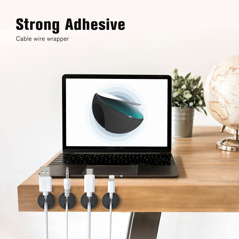 Znben 12 Pack Cable Clips, Znben Cord Organizer Holder Adhesive Cable Management Charger Wire Holder Clips for Desk, Home, Office, Car, Cubicle, Nightstand Black - Image 4