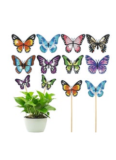Butterfly Diamond Art,  Butterfly Diamond Painting Kits, DIY Butterfly Stakes Diamond Art Kits, DIY Full Drill Diamond Dots Paintings Picture Arts Craft for Home Wall Art Decor 8 Pcs