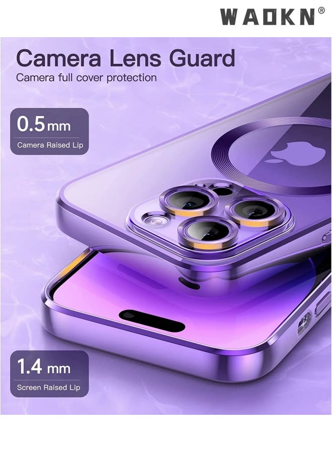 iPhone 14 Pro Max Case Electroplated Dustproof MagSafe Phone Case Slim Magnetic Yellowing-Resistant For iPhone 14 Pro Max Case 6.7 Inch Purple