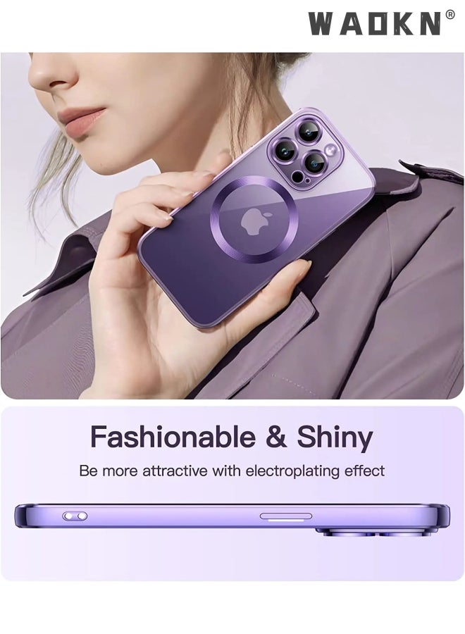 iPhone 14 Pro Max Case Electroplated Dustproof MagSafe Phone Case Slim Magnetic Yellowing-Resistant For iPhone 14 Pro Max Case 6.7 Inch Purple