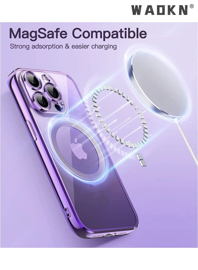 iPhone 14 Pro Max Case Electroplated Dustproof MagSafe Phone Case Slim Magnetic Yellowing-Resistant For iPhone 14 Pro Max Case 6.7 Inch Purple