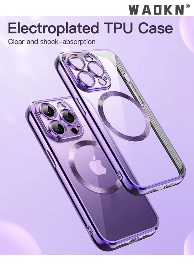 iPhone 14 Pro Max Case Electroplated Dustproof MagSafe Phone Case Slim Magnetic Yellowing-Resistant For iPhone 14 Pro Max Case 6.7 Inch Purple