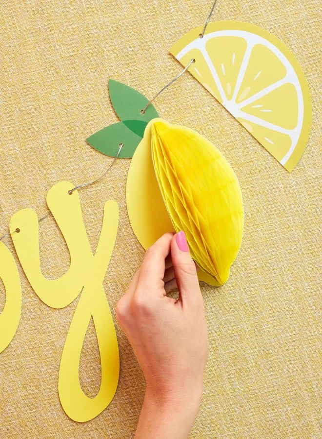 xo, Fetti Happy Birthday Lemon Banner | 52 Inch Italian Banner, Yellow Lemon Decorations, Summer Birthday, Lemonade Theme, Coastal Vibes, Sunny - Image 3