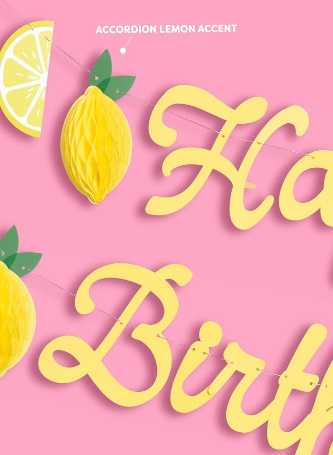 xo, Fetti Happy Birthday Lemon Banner | 52 Inch Italian Banner, Yellow Lemon Decorations, Summer Birthday, Lemonade Theme, Coastal Vibes, Sunny - Image 2