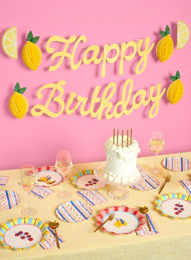 xo, Fetti Happy Birthday Lemon Banner | 52 Inch Italian Banner, Yellow Lemon Decorations, Summer Birthday, Lemonade Theme, Coastal Vibes, Sunny - Image 5