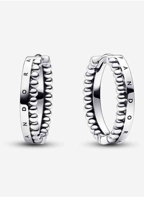 Pandora Signature logo and bead earrings