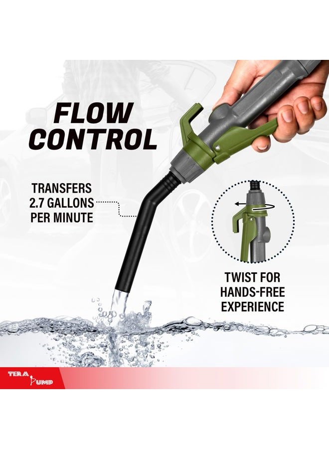 TERA PUMP [2nd Gen] High Volume Rechargeable Battery Gas Can Pump, 20% More Powerful Suction (2.7 GPM) - Refuel from Greater Distances, XL120 inch Vinyl Hose w/Nozzle Control - Image 3