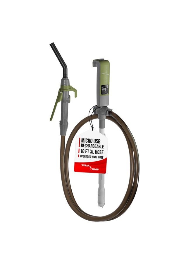 TERA PUMP [2nd Gen] High Volume Rechargeable Battery Gas Can Pump, 20% More Powerful Suction (2.7 GPM) - Refuel from Greater Distances, XL120 inch Vinyl Hose w/Nozzle Control - Image 1